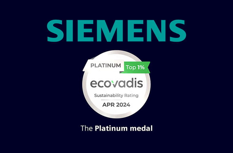 Siemens Awarded EcoVadis Sustainability Platinum Medal