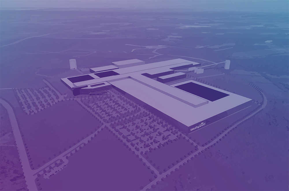 Rendering of Wolfspeed Silicon Carbide Materials manufacturing facility to be located in Chatham County